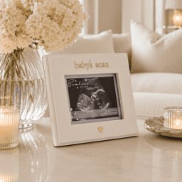 Baby's Scan Cream & Gold Photo Frame