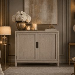 Hudson Greige Wooden 2 Door Sideboard