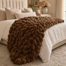 Isla Chocolate Brown Chunky Ribbed Faux Fur Throw