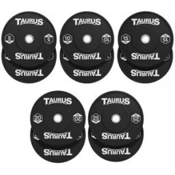 Taurus Black Olympic Rubber Bumper Weight Plates 150kg Set