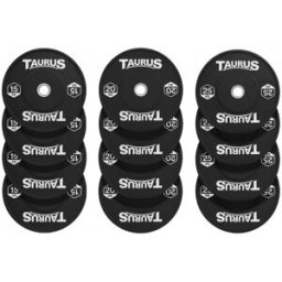 Taurus Black Olympic Rubber Bumper Weight Plates 240kg Set