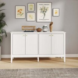Large White 4 Door Sideboard with Gold Knobs - Hales White Range Material: Furniture/Furniture Ranges/Hales Range/Hales White Range
