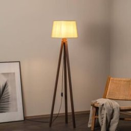 Wooden Floor Lamp LM-65214-1E Avonni, Dark wood, Living / Dining Room, metal, Floor Lamp