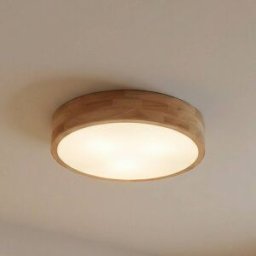 Wooden Ceiling Light Tanju Lindby, dimmable, Light wood, Living / Dining Room, Wood, Country House / Rustic, Ceiling Light