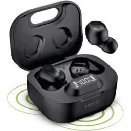 MIXX StreamBuds Dots True Wireless Earbuds Black – Bluetooth 5.1 In-Ear Headphones, Wireless Charging Case, 3 EQ Modes, Up to 28 Hours Playtime, New