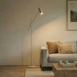 Floor Lamp Vilo Lindby, Cream / amber, Living / Dining Room, metal, Scandinavian, Floor Lamp