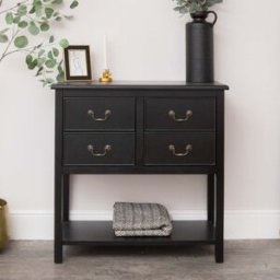 Black 4 Drawer Chest / Console Table with Shelf - Briggs Range Material: Furniture/Furniture Ranges/Briggs Range