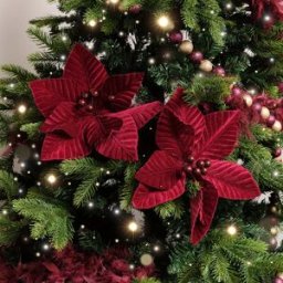 Set of 2 Dark Red Poinsettia Pick Decorations - 28cm Material: Christmas