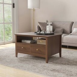 Two Drawer Coffee Table - Hales Dark Wood Range Material: New Products
