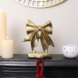 Gold Bow Christmas Stocking Holder Material: Christmas