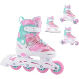 FunActiv Trilo 4in1 Girls Inline Skates (Pink) - Pink;Teal - Size: 2-4 EU