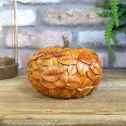 Small Orange Leaf Detail Pumpkin Ornament Material: Home Decor & Accessories