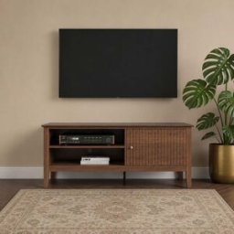 Large Dark Wood Fluted TV Cabinet / Media Storage Unit - 120cm x 50cm (47" TV's) - Hales Dark Wood Range Material: Furniture/Furniture Ranges/Hales Range/Hales Dark Wood Range