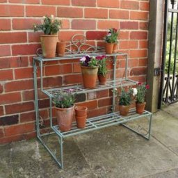 Sage Green Metal Three Tier Plant Theatre Stand Material: Garden