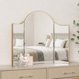 Arched Gold Vintage Triple Dressing Table Mirror - Liana Range Material: New Products
