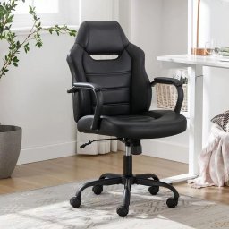 True Innovations Back to School Office Chair Black PU Padded Arms