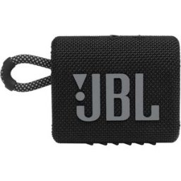 JBL GO 3 - Wireless Bluetooth portable speaker with integrated loop for travel with USB C charging cable, in black, New