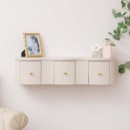 3 Drawer Reeded Wall Mounted Floating Console & Dressing Table - Willow Taupe-Grey Range Material: Furniture/Furniture Ranges/Willow Range/Willow Taupe-Grey Range