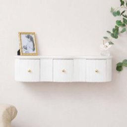 3 Drawer Reeded Wall Mounted Floating Console & Dressing Table - Willow White Range Material: Furniture/Furniture Ranges/Willow Range/Willow White Range