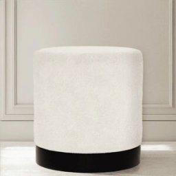 In Stock - Jaycee Cream Boucle & Black Medium Round Stool