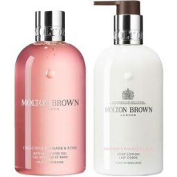Molton Brown Delicious Rhubarb & Rose Bath Shower Gel 300ml & Body Lot