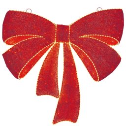 48 Glitter Mesh LED Bow 188 Lights Red & White Xmas Indoor Outdoor Decor