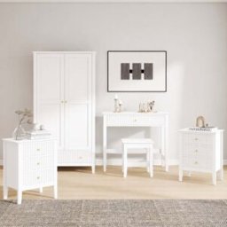 Double Wardrobe, Dressing Table, Stool & Pair of 3 Drawer Bedside Tables - Hales White Range Material: Furniture/Furniture Ranges/Hales Range/Hales White Range