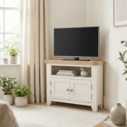 Burford Corner TV Unit in Warm White