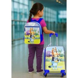 Kids 2 Piece Luggage Set Bluey | Spiderman | Stitch | Suitcase & Backpack Travel - Bluey