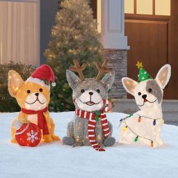 LED Dog Family 25" Christmas Decoration Set of 3 Warm White LEDs Outdoor UK