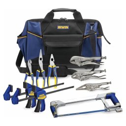 IRWIN 9 Piece Hand Tool Set Pliers Clamps with 19" Tool Bag