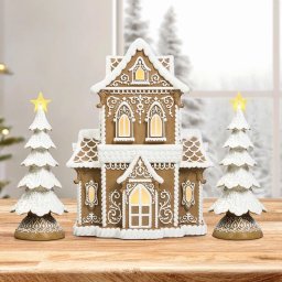 Gingerbread House LED Light Christmas Decoration Set of 3 Village