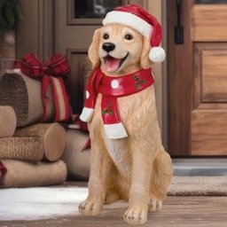 26" Christmas Dog Statue Figurine Greeter Resin Ornament Spaniel Retriever XMAS - Golden Retriever