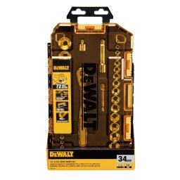 DeWalt Mechanics Socket Set 34 Piece Ratchet Tool Kit Metric SAE Lockable Case