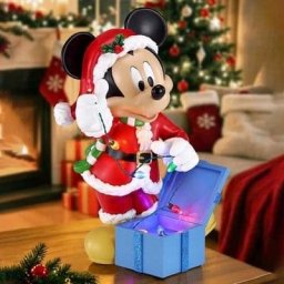 Disney 18" Christmas Figurine Mickey Minnie Goofy Light Up Musical Decoration - Mickey