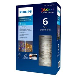 Philips 6 Pack LED Micro Fairy Lights 50 LED Warm White Multi Battery Indoor