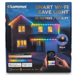 Luminus Smart Wi-Fi Eave Lights 45m Black RGBIC Outdoor Alexa Google App Control
