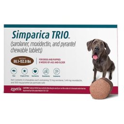 Simparica Trio For Dogs 88.1-132 Lbs (Brown) 6 Doses