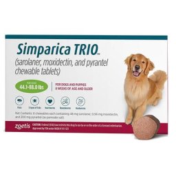 Simparica Trio For Dogs 44.1-88 Lbs (Green) 6 Doses