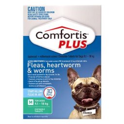 Comfortis Plus For Medium Dogs 9.1-18 Kg (20.1 - 40lbs) Green 12 Chews