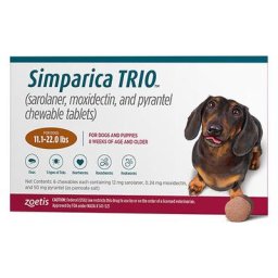 Simparica Trio For Dogs 11.1-22 Lbs (Caramel) 6 Doses