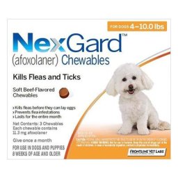 Nexgard For Small Dogs 4-10lbs (Orange) 11mg 3 Chews