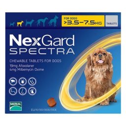 Nexgard Spectra Small Dogs 7.7-16.5 Lbs Yellow 6 Pack
