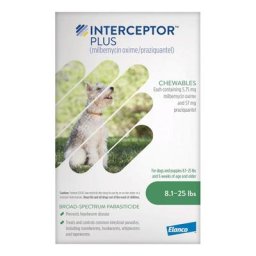 Interceptor Plus Chew (Interceptor Spectrum) For Dogs 8.1 - 25lbs (Green) 6 Chews
