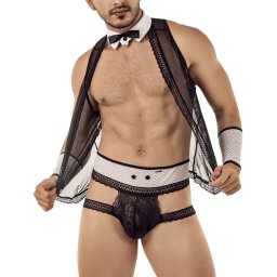Candyman Barman Lace Outfit Costume Black 99426 Size M