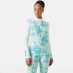 Helly Hansen Women's Lifa Merino Midweight Graphic 1/2 Zip Base Layer Blue XL