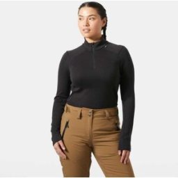 Helly Hansen Women's Lifa Merino Midweight 1/2 Zip Base Layer Black XS