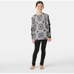 Helly Hansen Juniors' Graphic Lifa® Merino Base Layer Set - Black/Ebony - 12