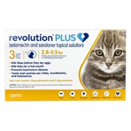 Revolution Plus For Kittens And Small Cats 2.8-5.5lbs (1.25-2.5kg) Yellow 3 Pack