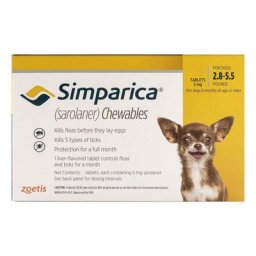 Simparica For Puppies 1.3-2.5kg (2.8 To 5.5lbs) Yellow 3 Doses